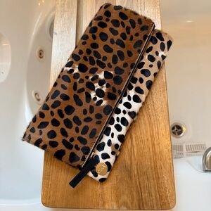 Clare V Leopard Print foldover Clutch like new